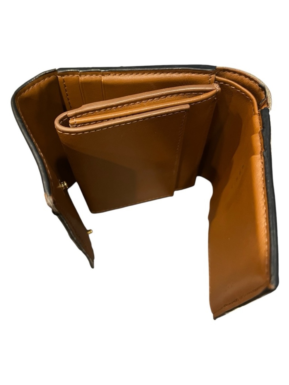 Celine Vintage Macadam Tri Fold Wallet Brown Canvas Leather Snap Coin - Picture 4 of 8